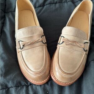 Beige Leather Loafers